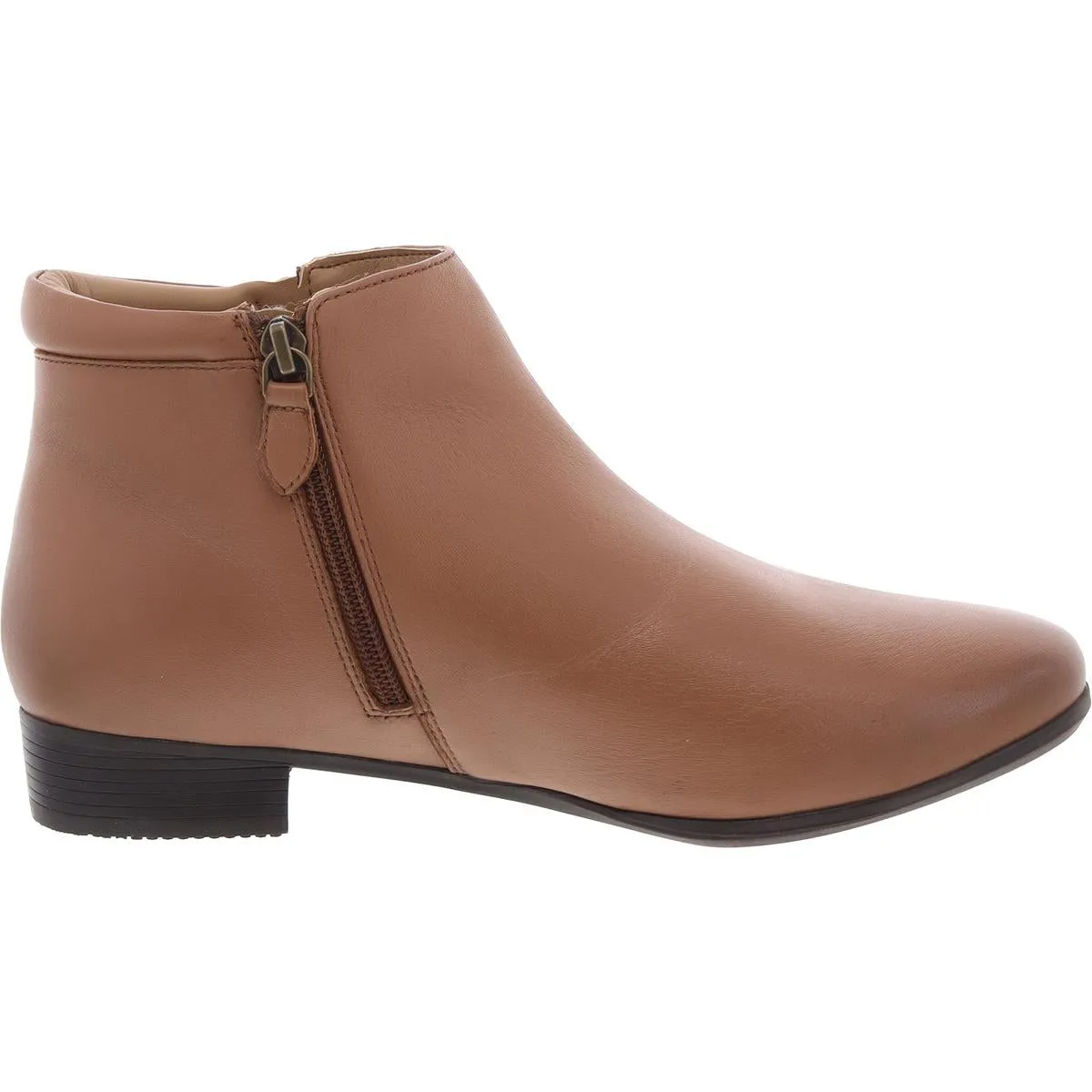 Womens Double Zipper Leather Ankle Boots