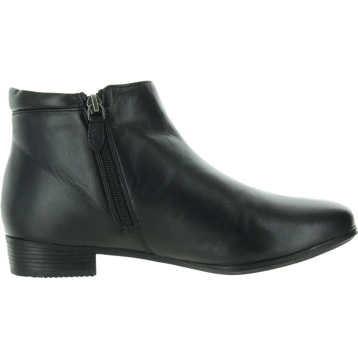 Womens Double Zipper Leather Ankle Boots