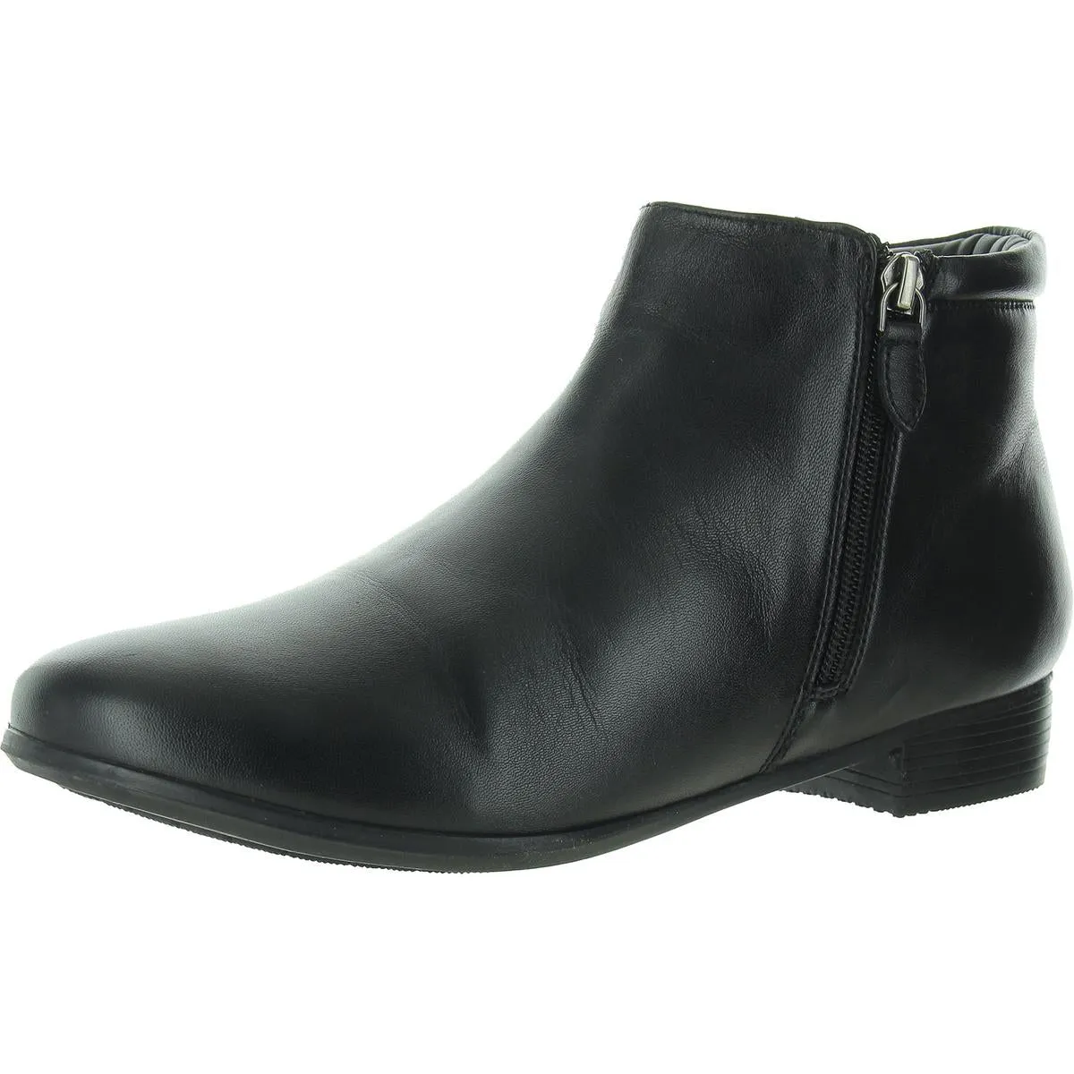 Womens Double Zipper Leather Ankle Boots