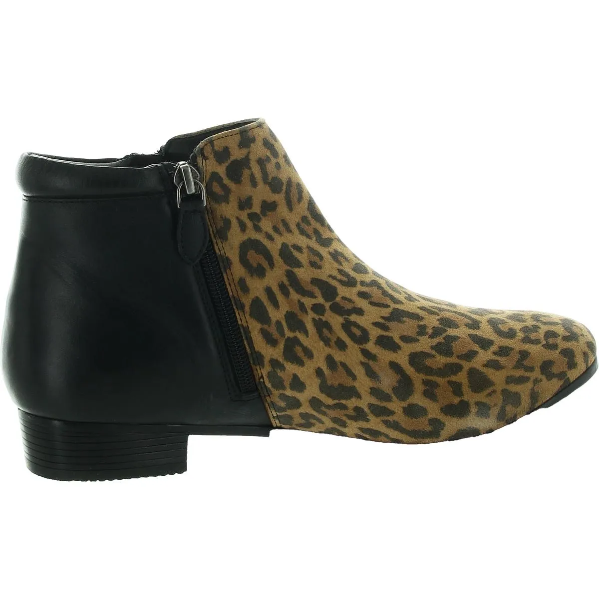 Womens Double Zipper Leather Ankle Boots