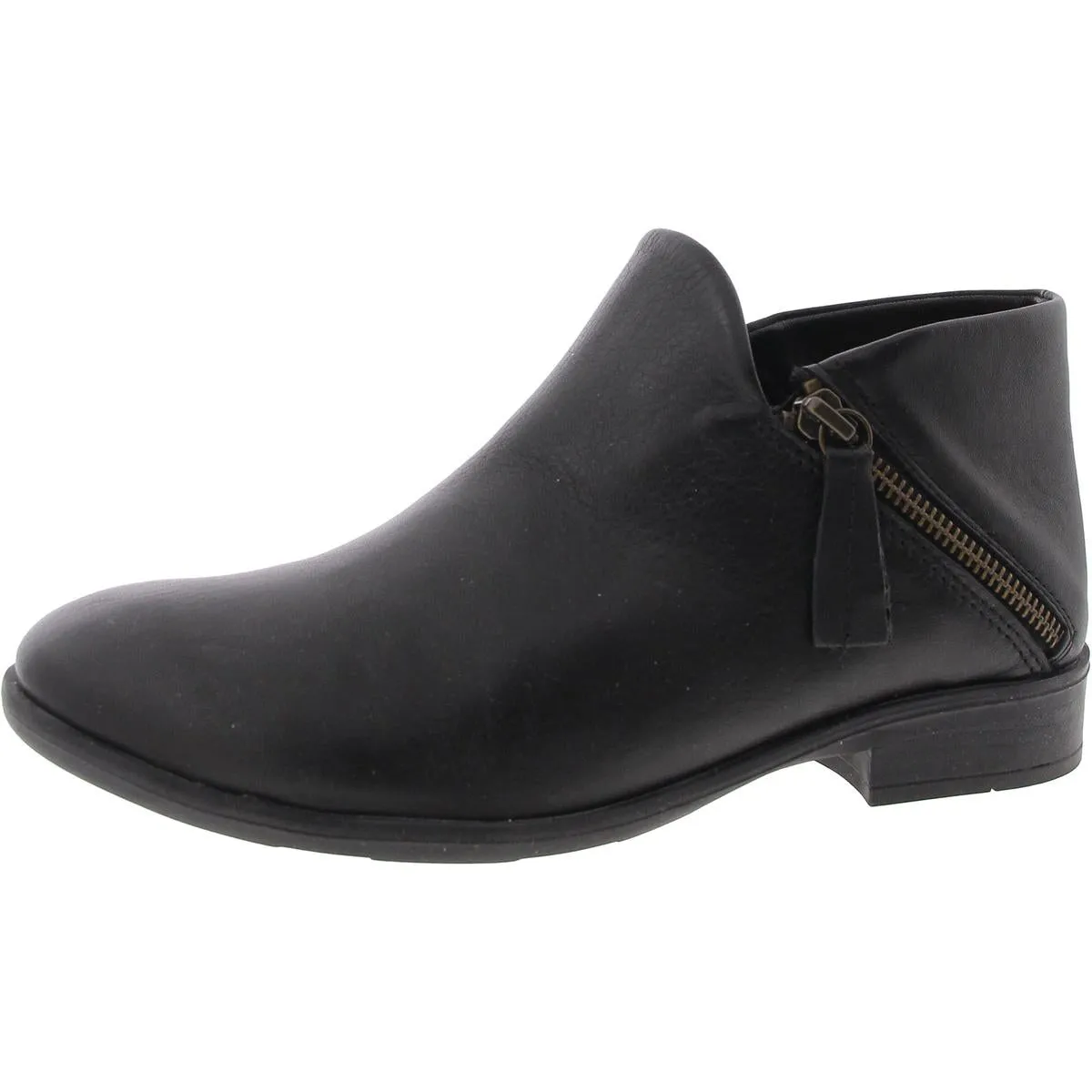 Womens Double Zipper Leather Booties