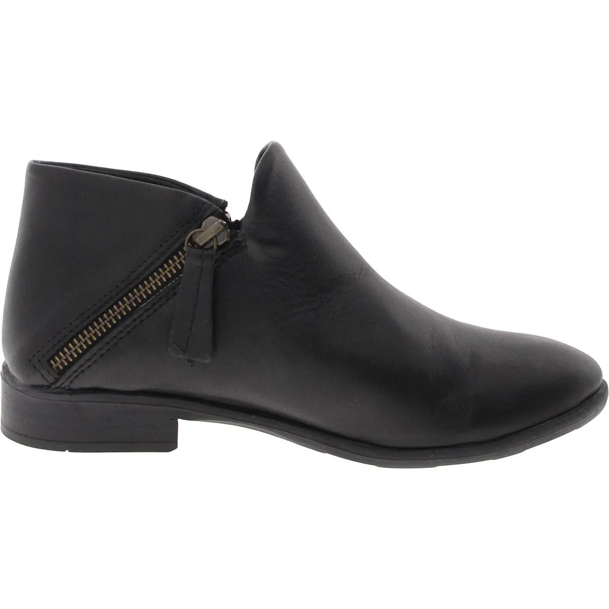 Womens Double Zipper Leather Booties