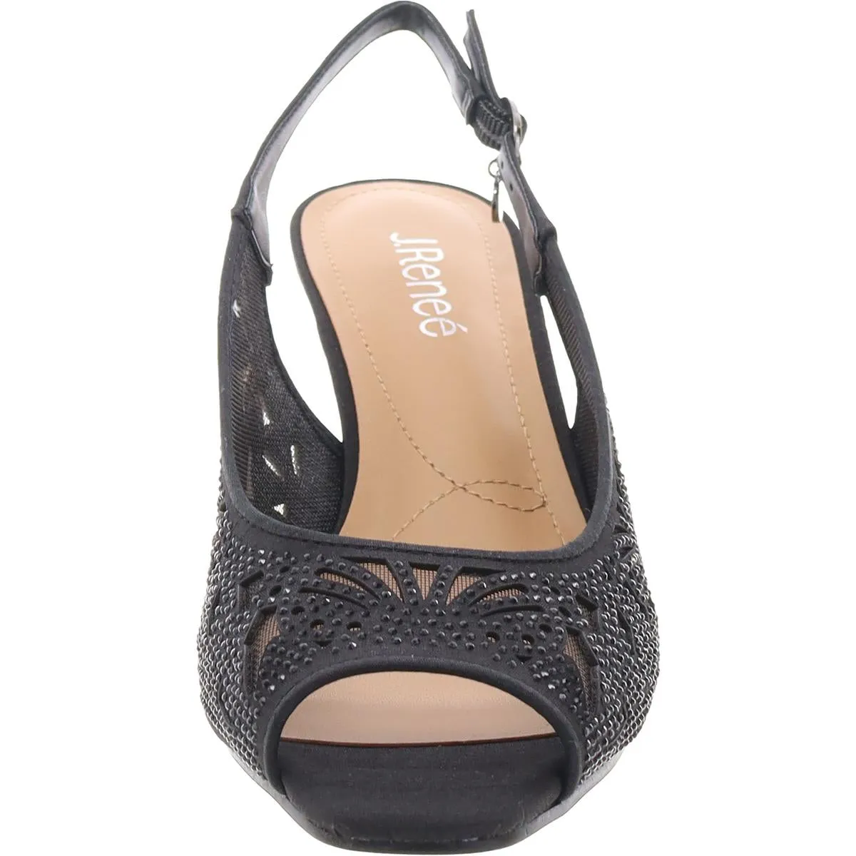 Womens Embellished Mesh Slingback Sandals