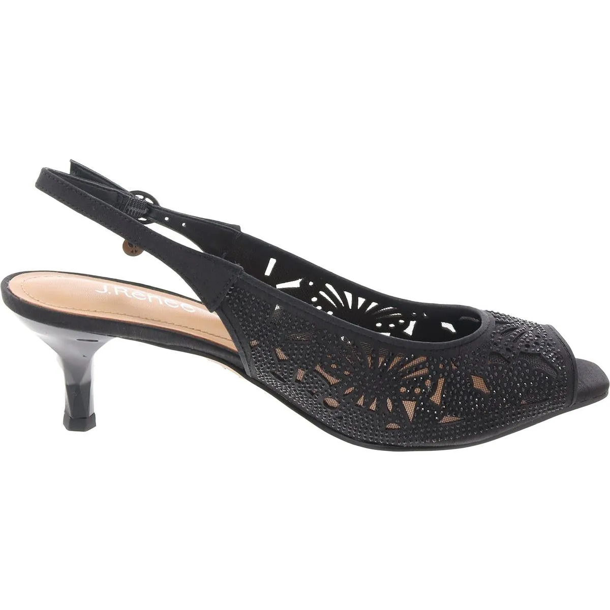Womens Embellished Mesh Slingback Sandals