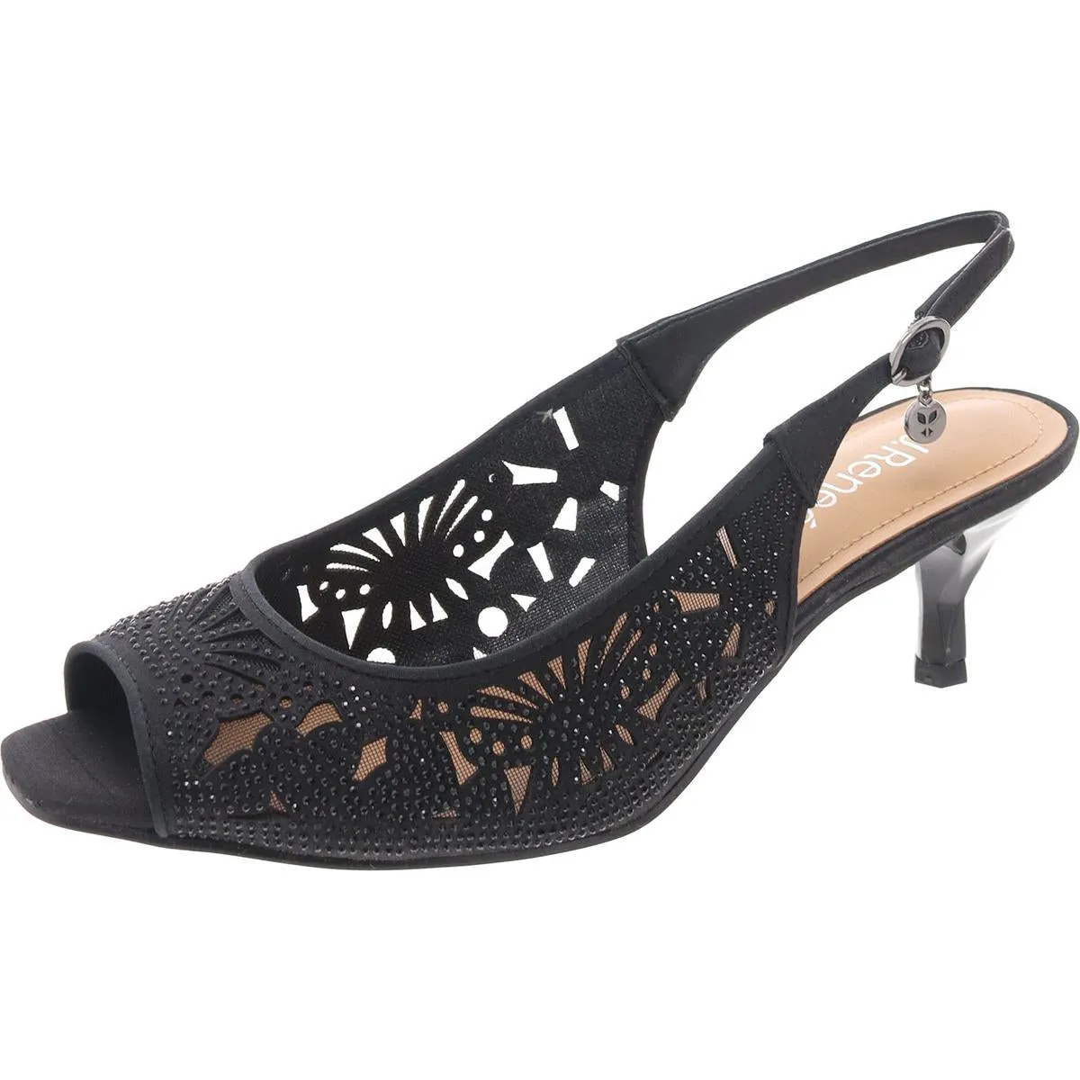 Womens Embellished Mesh Slingback Sandals