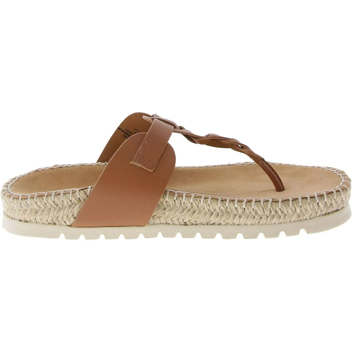 Womens Faux Leather Buckle Thong Sandals