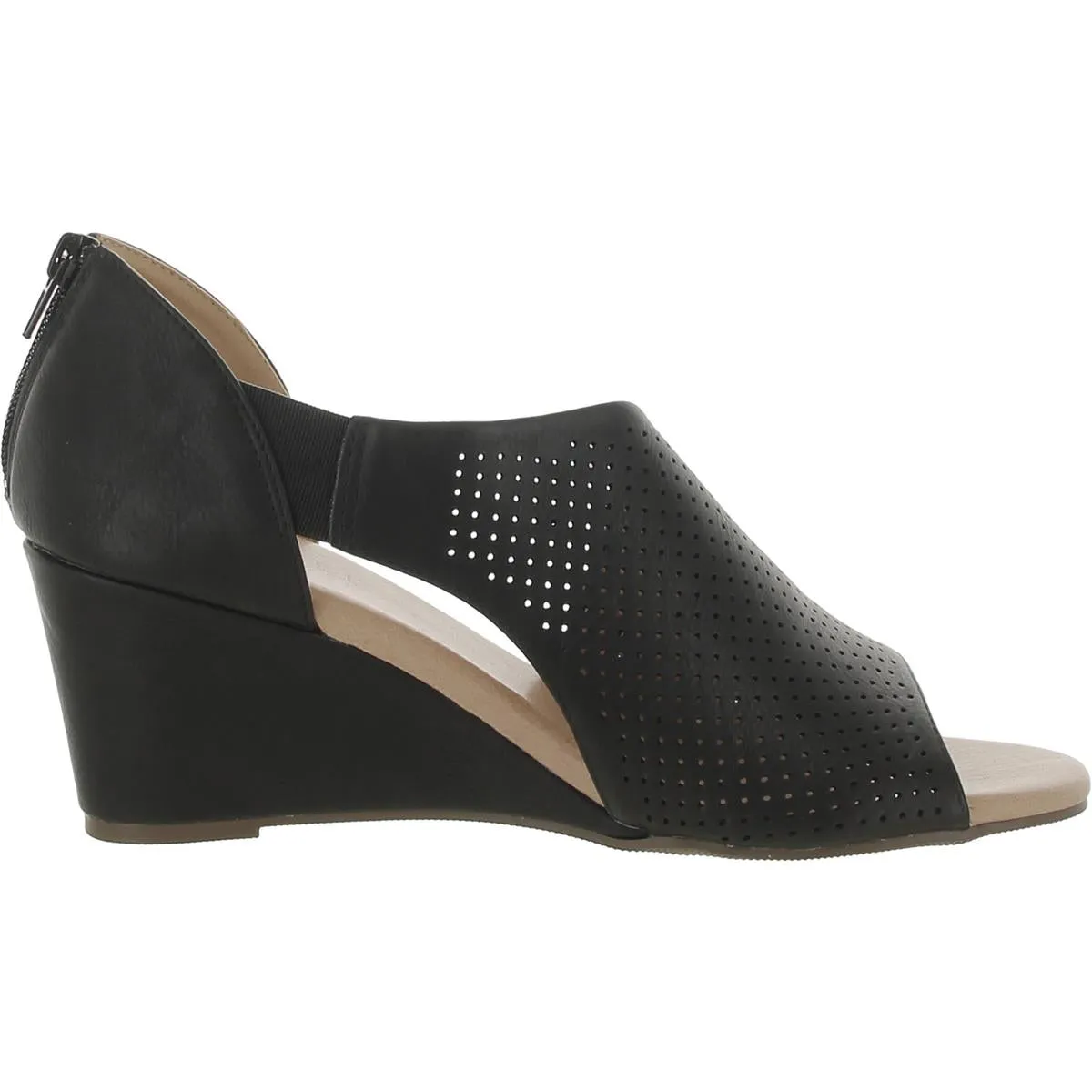 Womens Faux Leather D'Orsay Wedge Sandals