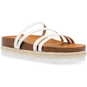 Womens Faux Leather Footbed Espadrilles