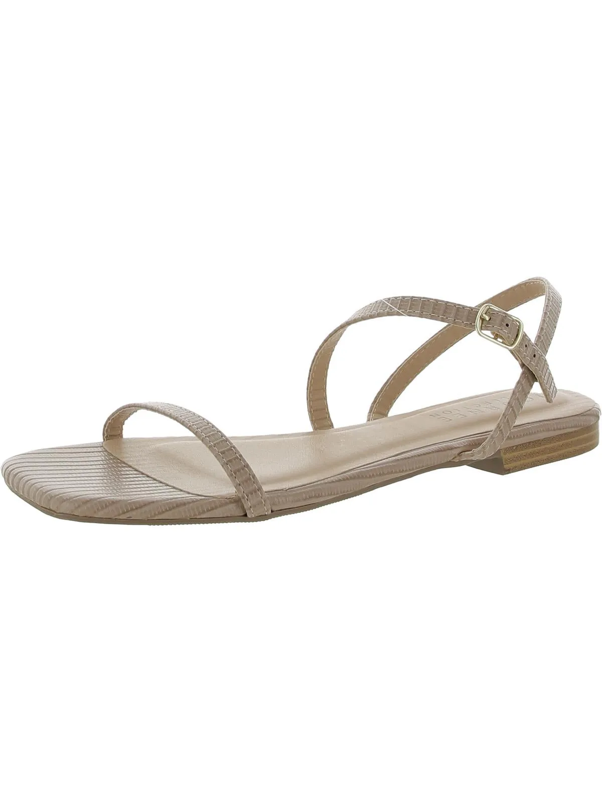 Womens Faux Leather Open Toe Flatform Sandals