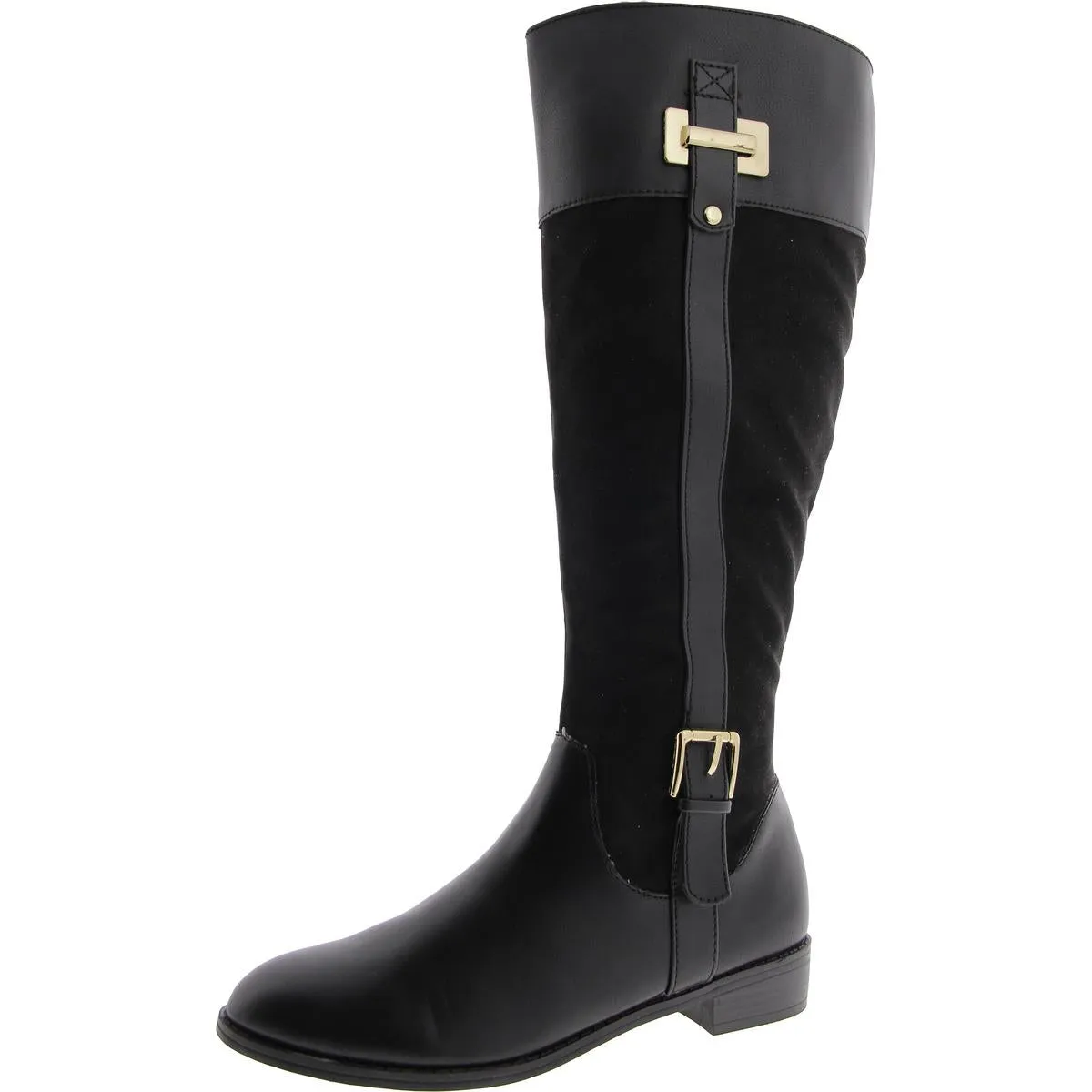 Womens Faux Leather Pull On Knee-High Boots