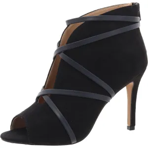 Womens Faux Leather Trim Faux Suede Booties