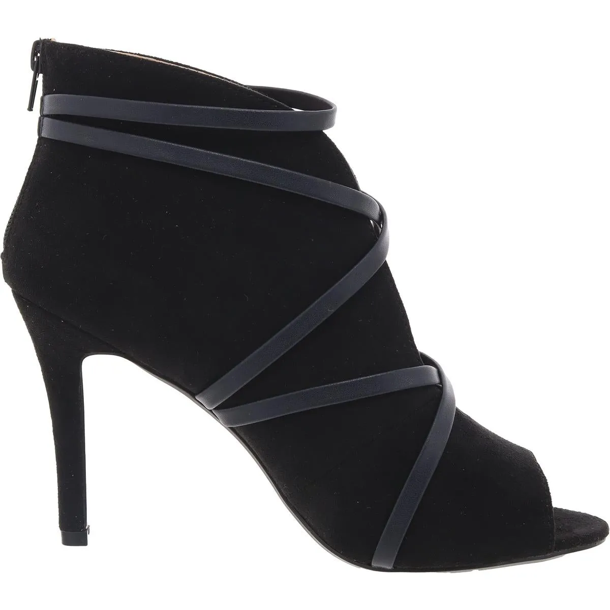 Womens Faux Leather Trim Faux Suede Booties