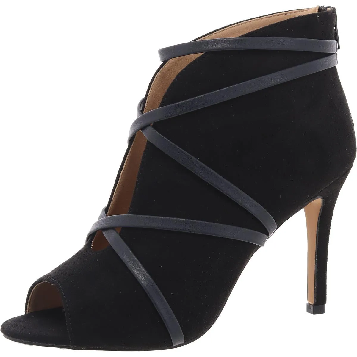 Womens Faux Leather Trim Faux Suede Booties