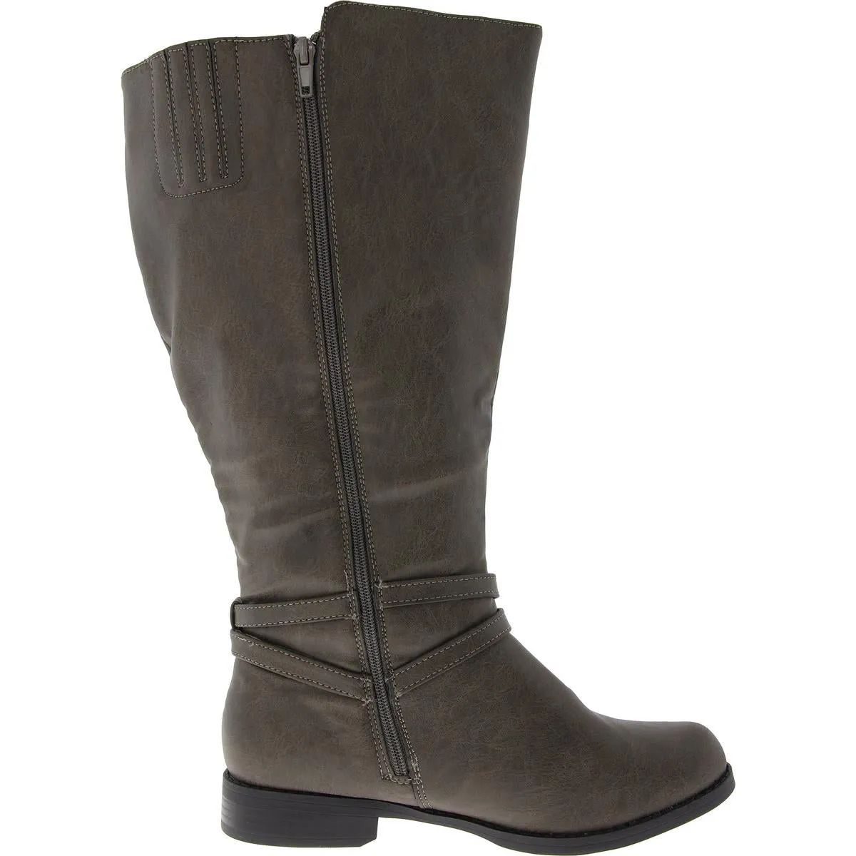 Womens Faux Leather Wide Calf Knee-High Boots