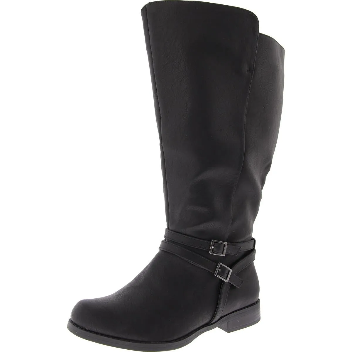 Womens Faux Leather Wide Calf Knee-High Boots