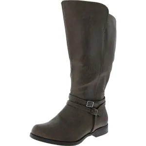 Womens Faux Leather Wide Calf Knee-High Boots
