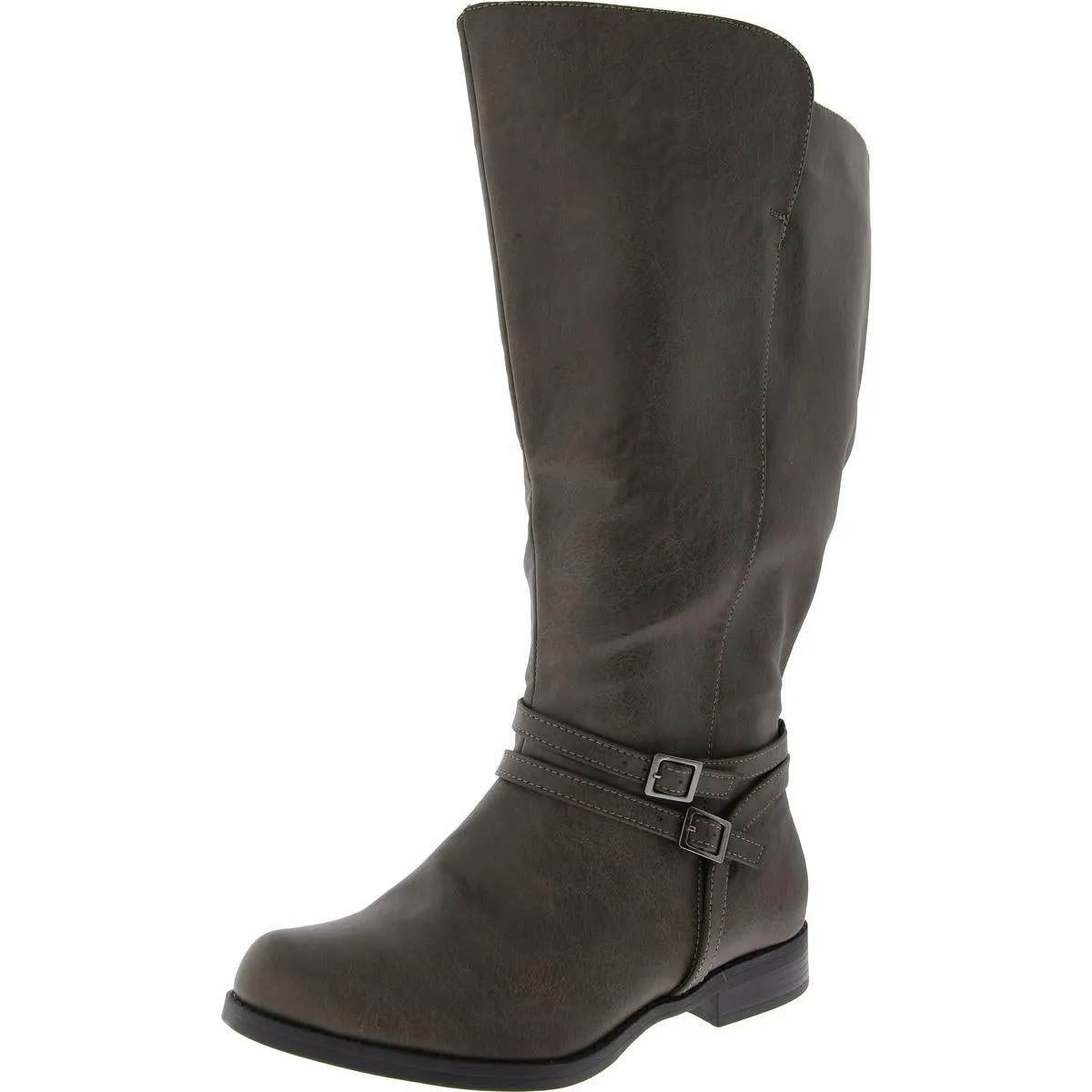 Womens Faux Leather Wide Calf Knee-High Boots
