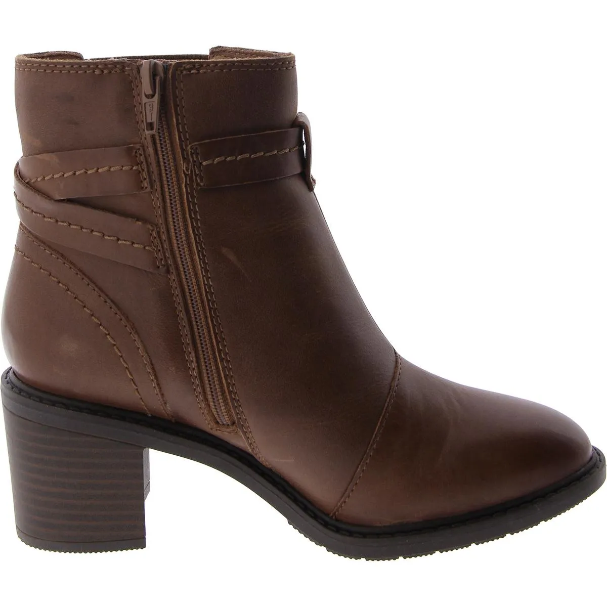 Womens Faux Leather Zipper Booties