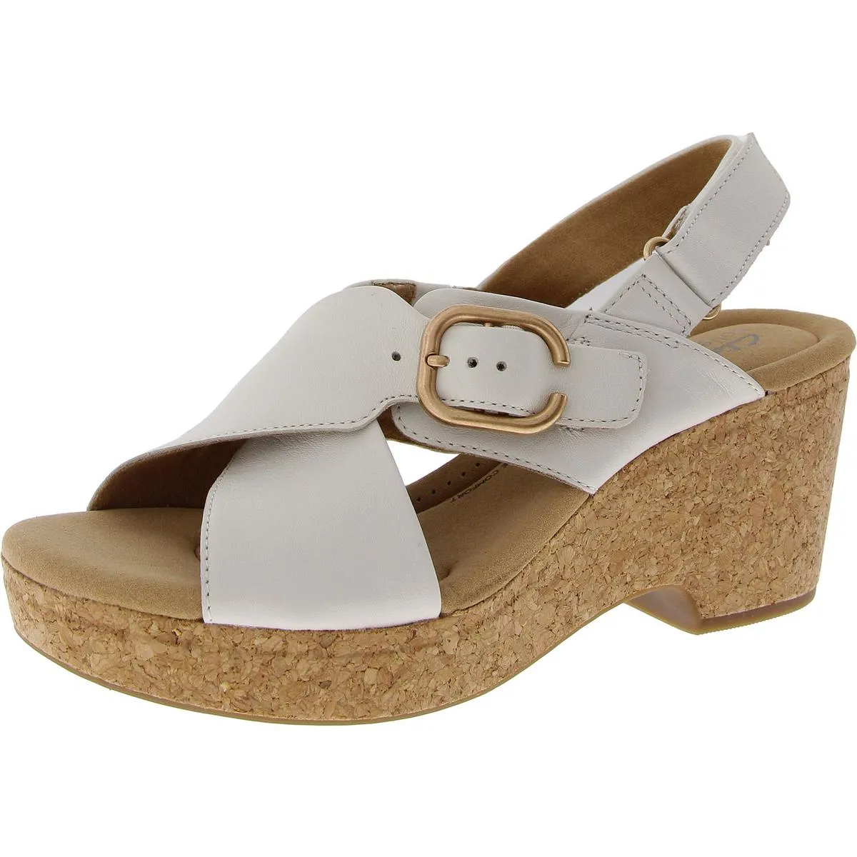 Womens Faux Suede Cork Slingback Sandals