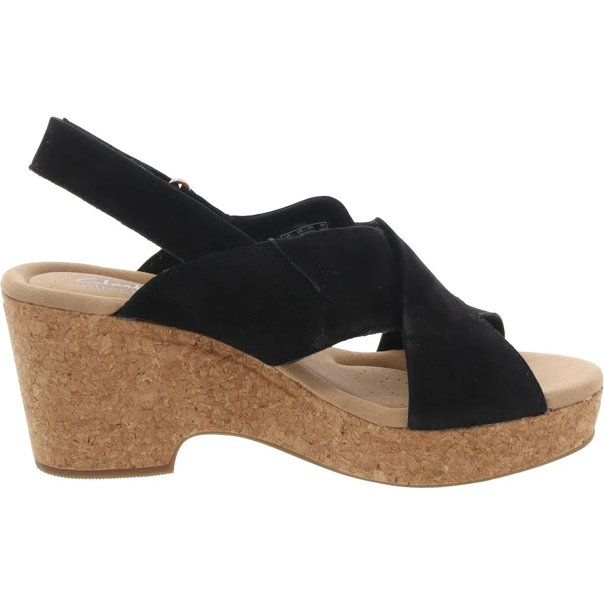 Womens Faux Suede Cork Slingback Sandals