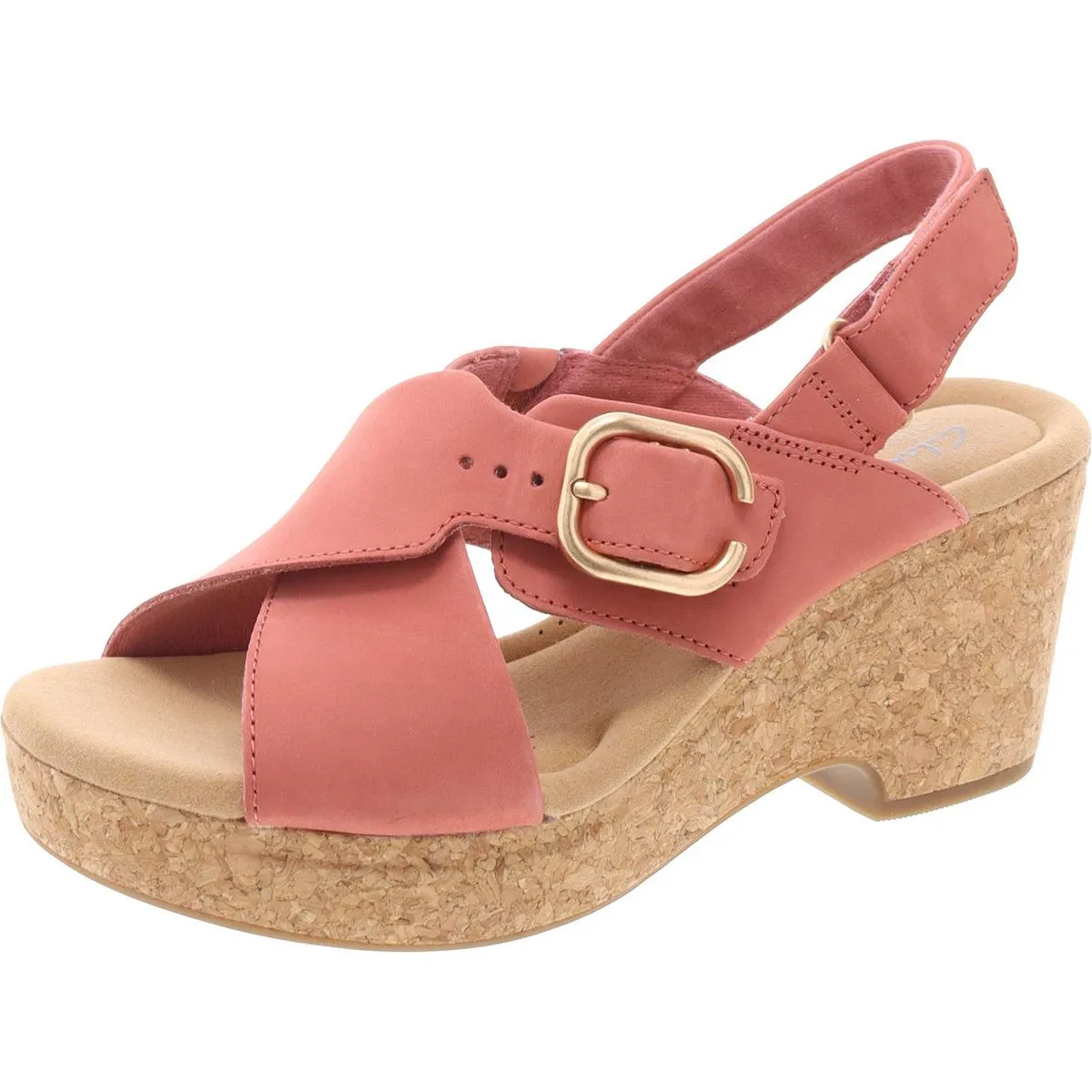 Womens Faux Suede Cork Slingback Sandals