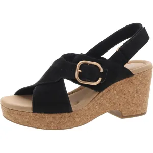 Womens Faux Suede Cork Slingback Sandals