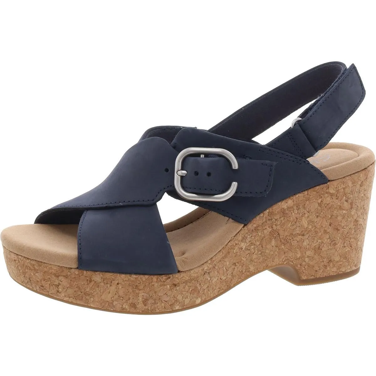 Womens Faux Suede Cork Slingback Sandals