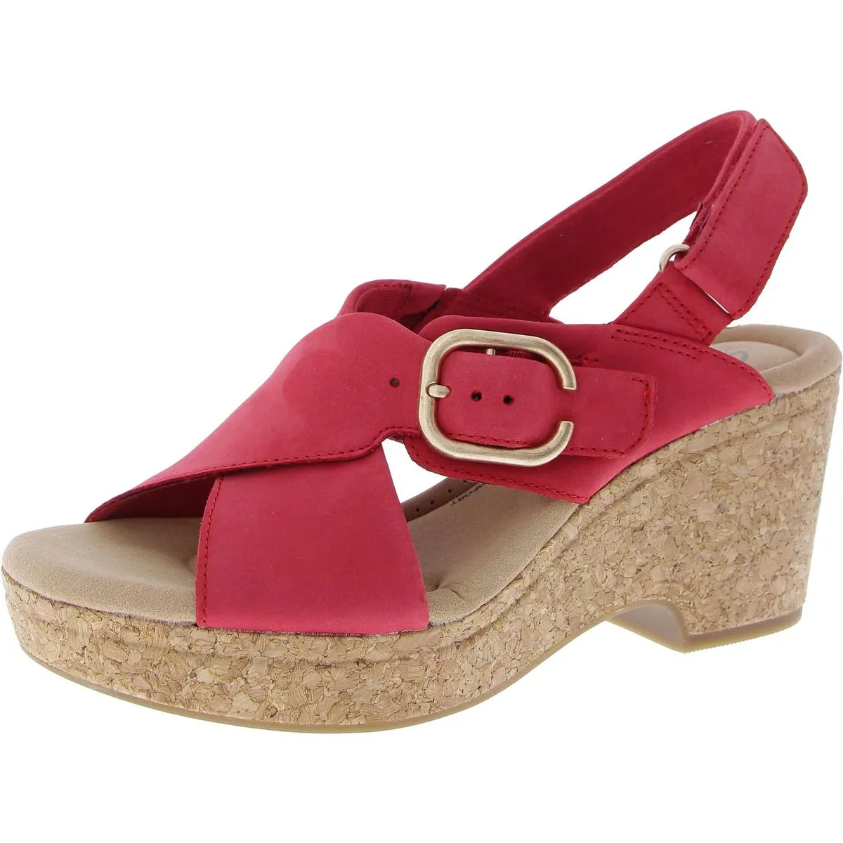 Womens Faux Suede Cork Slingback Sandals