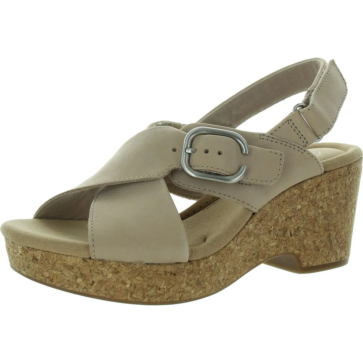 Womens Faux Suede Cork Slingback Sandals