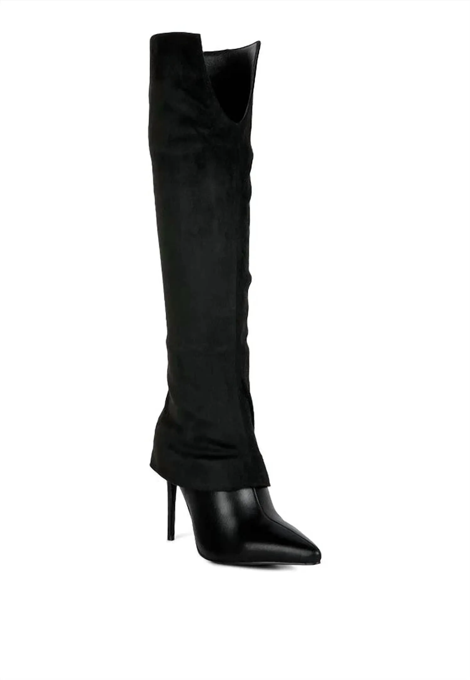 Women's Fifido High Heeled Fold Over Knee Boots In Black
