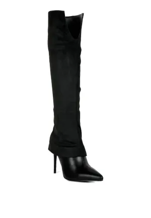 Women's Fifido High Heeled Fold Over Knee Boots In Black