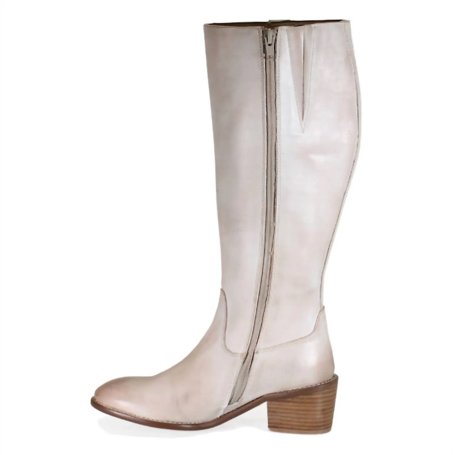 Women's Fig Garden Leather Tall Boots In Off White