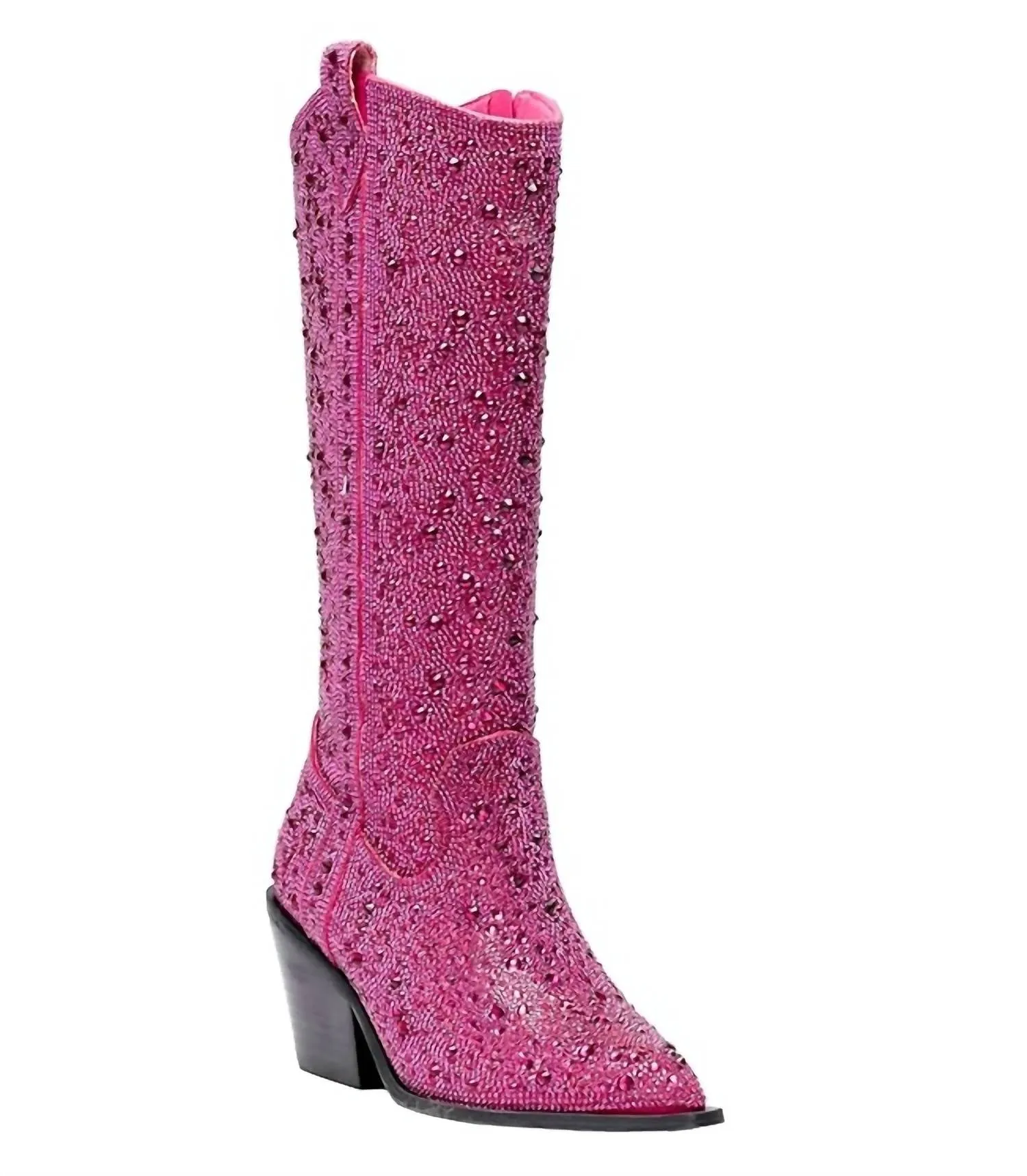 Women's Glitzy Rhinestone Boots In Fuchsia