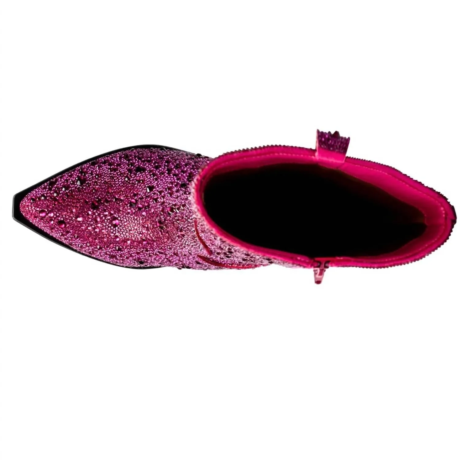 Women's Glitzy Rhinestone Boots In Fuchsia
