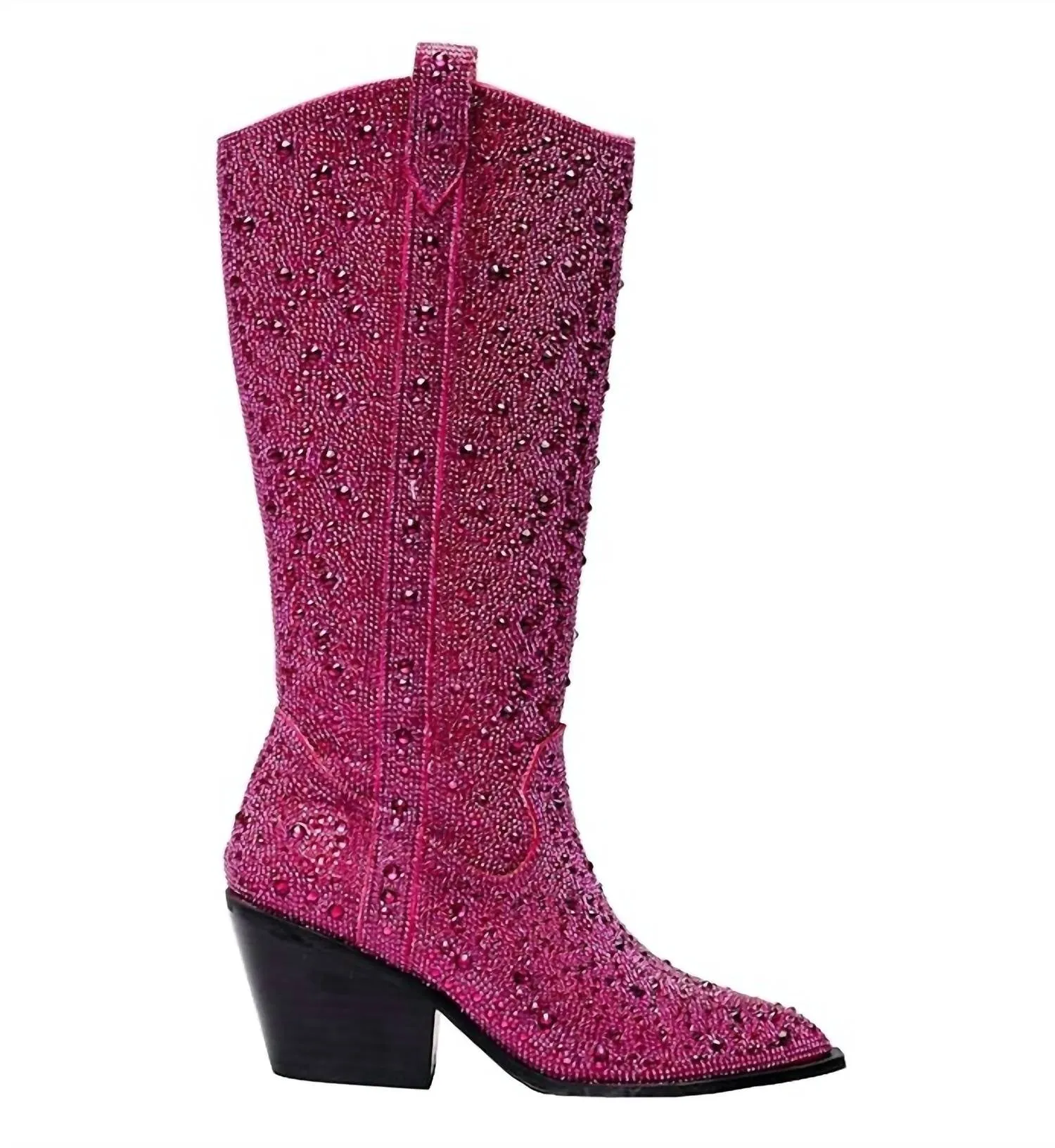 Women's Glitzy Rhinestone Boots In Fuchsia
