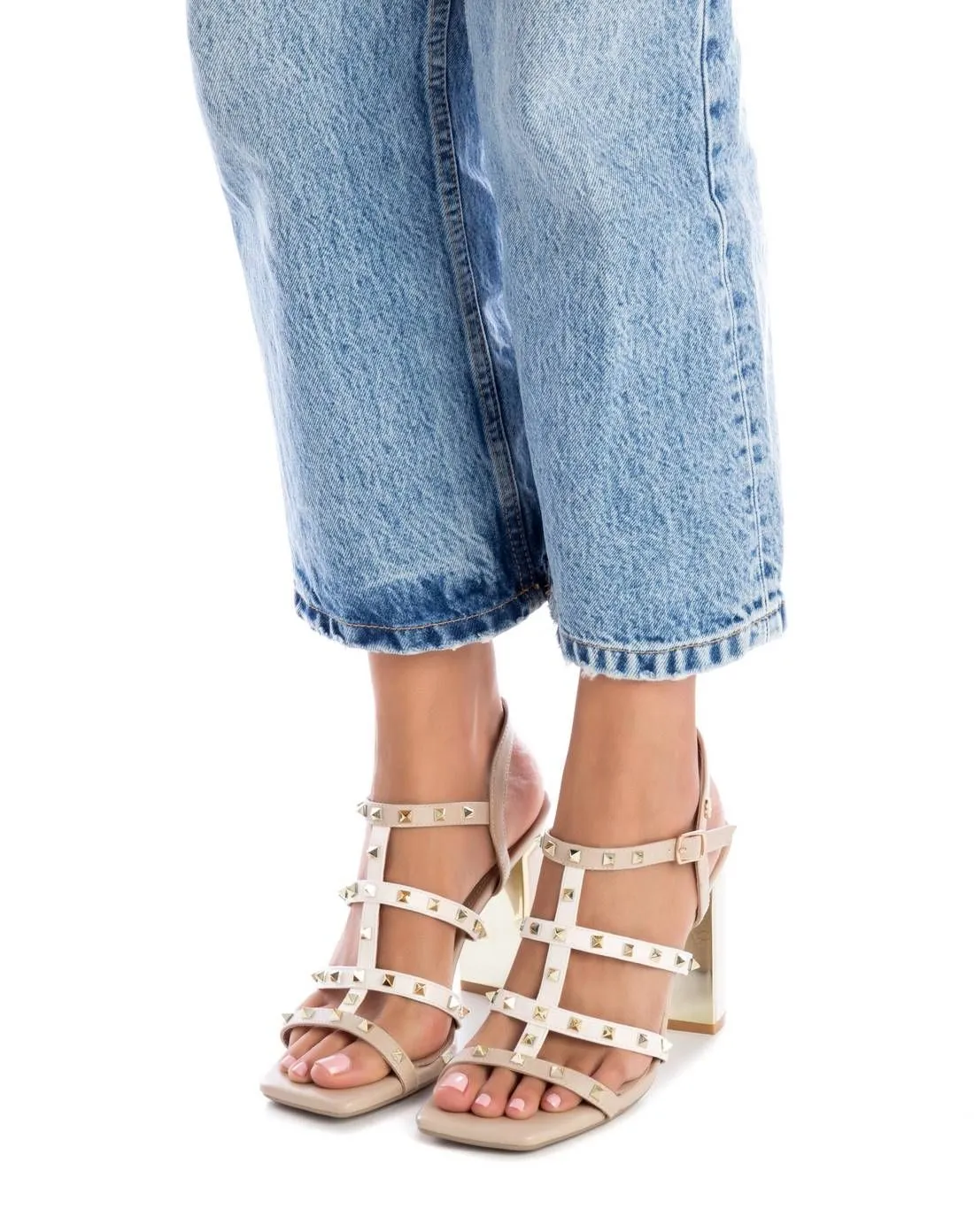 Women's Heeled Sandals With Gold Studs By XTI