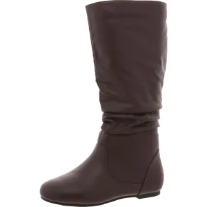 Womens Laceless Faux Leather Knee-High Boots