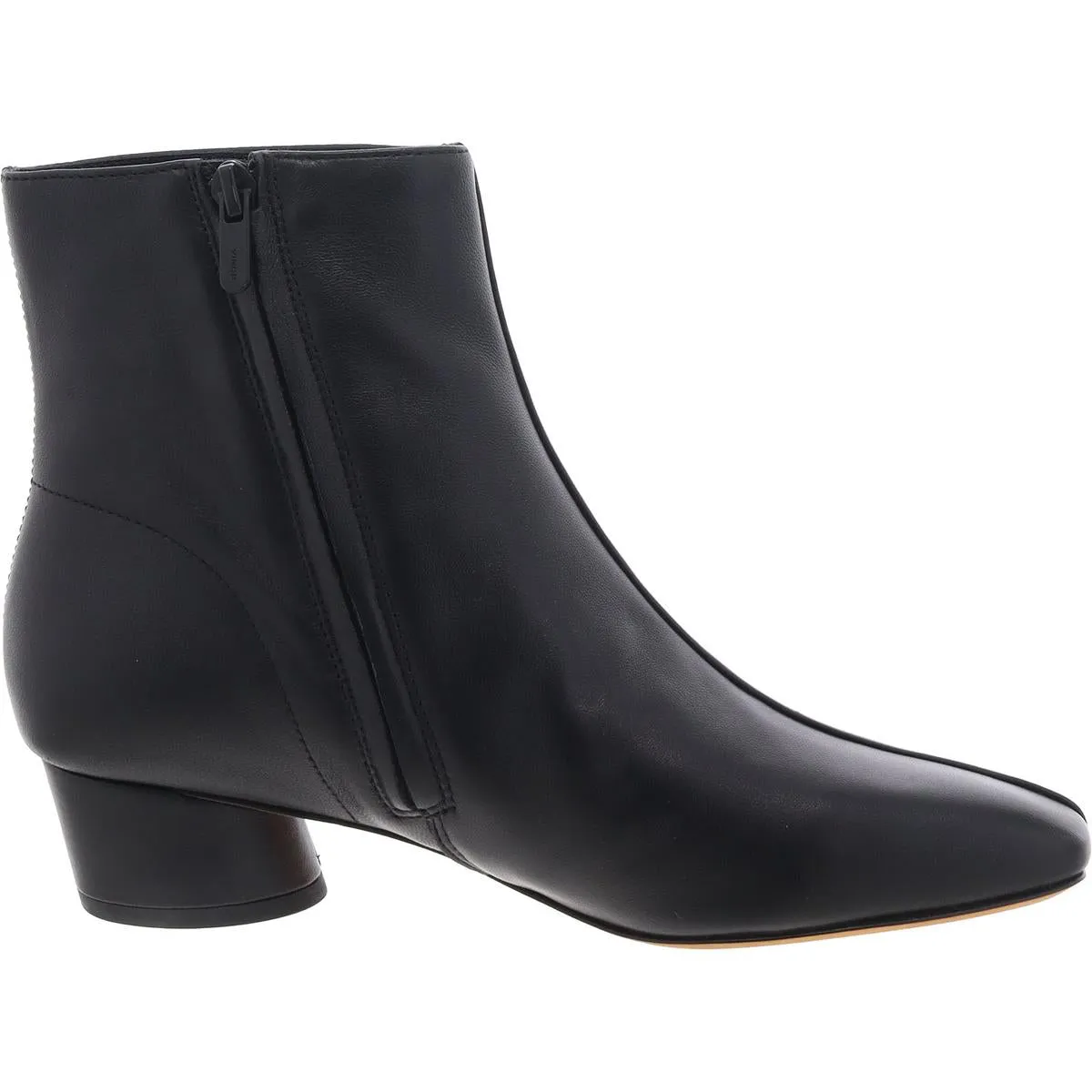 Womens Leather Block Heel Ankle Boots