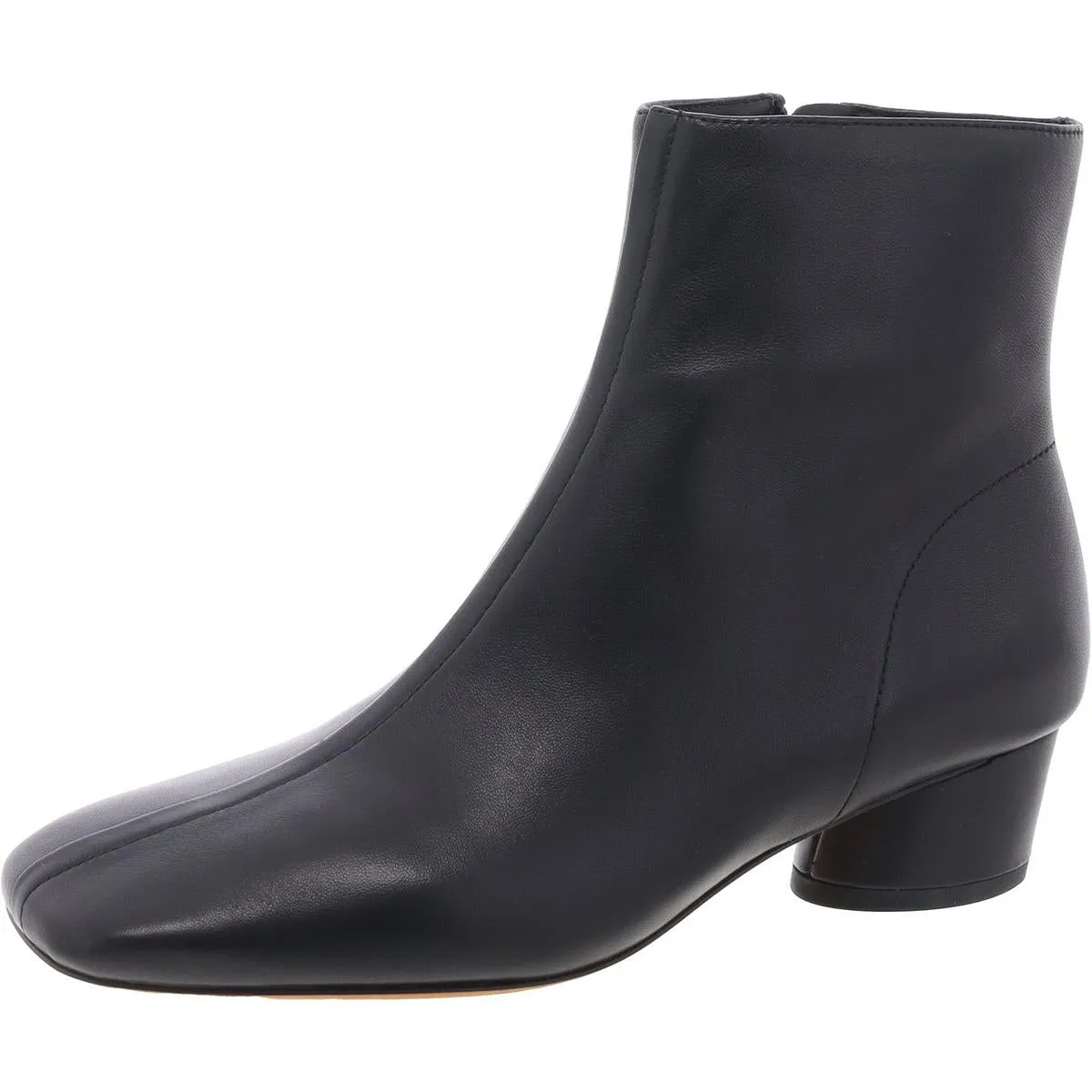 Womens Leather Block Heel Ankle Boots