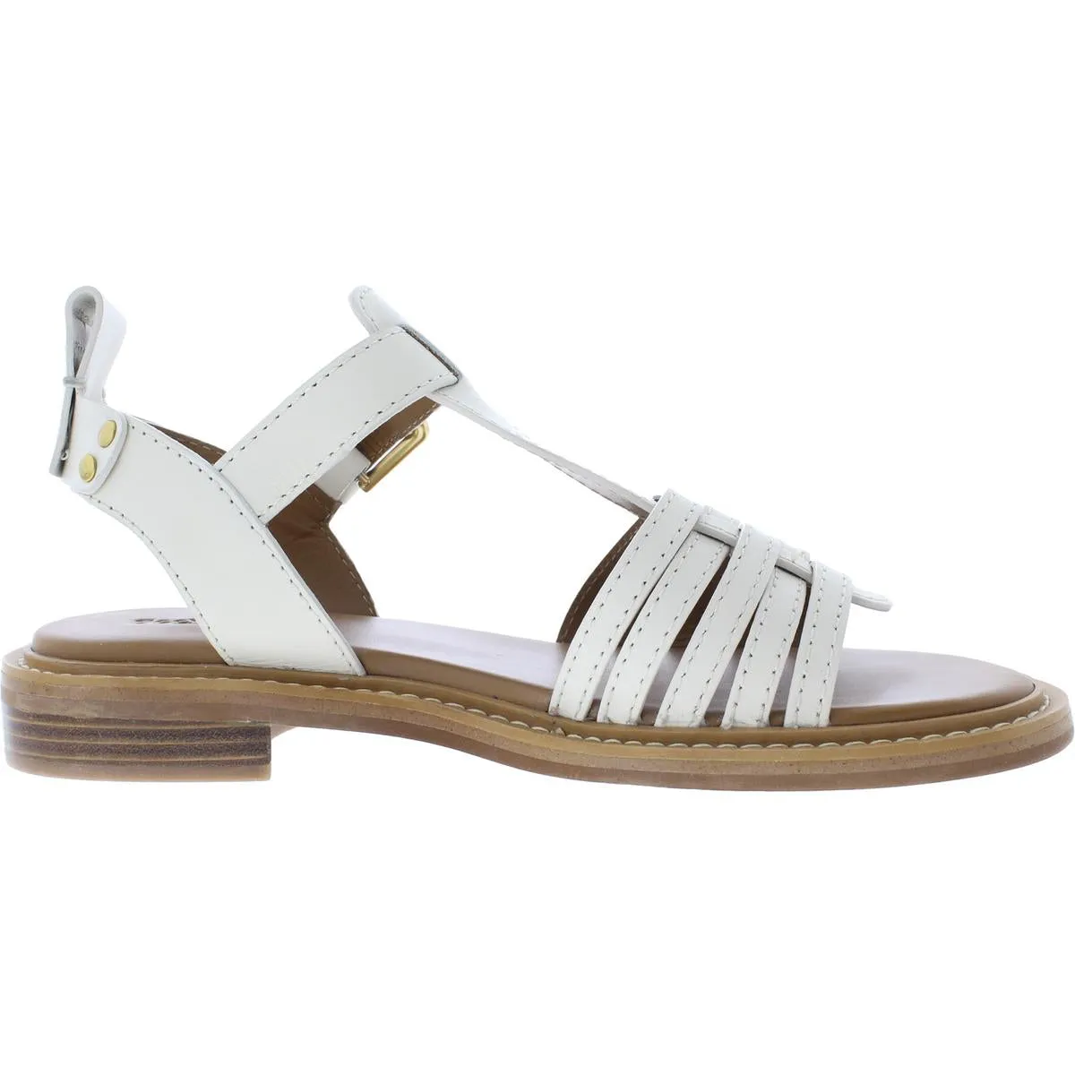 Womens Leather Buckle Slingback Sandals