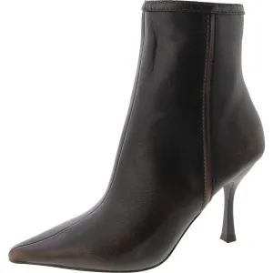 Womens Leather Pointed Toe Ankle Boots