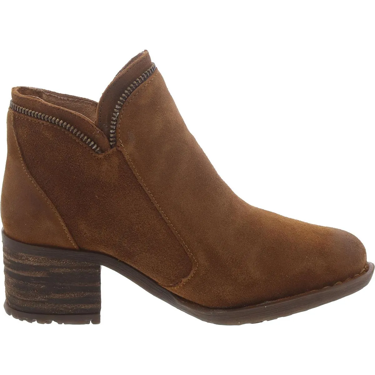 Womens Leather Zipper Booties