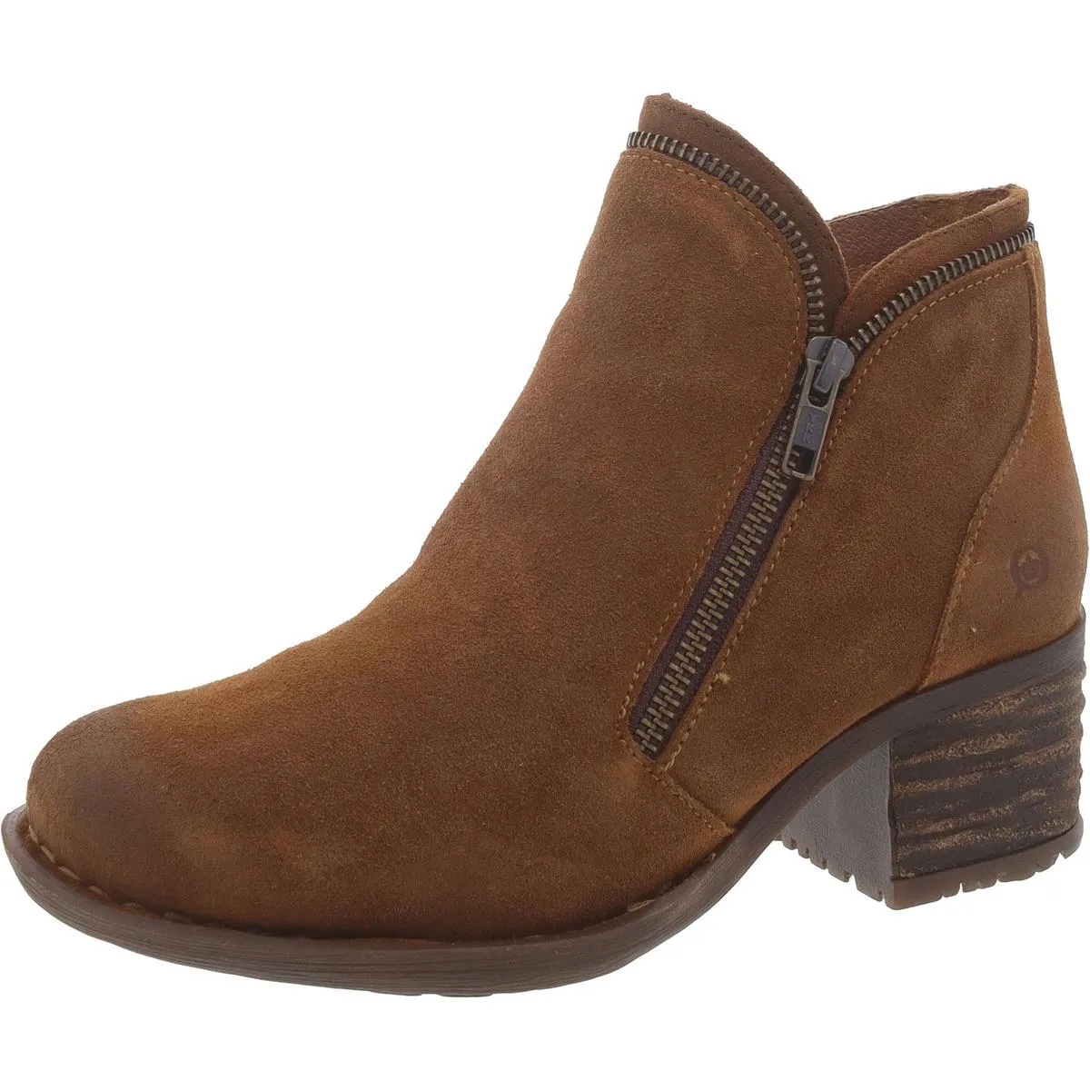 Womens Leather Zipper Booties