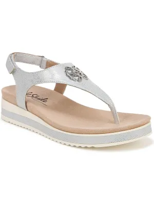 Womens Metallic Thong Ankle Strap