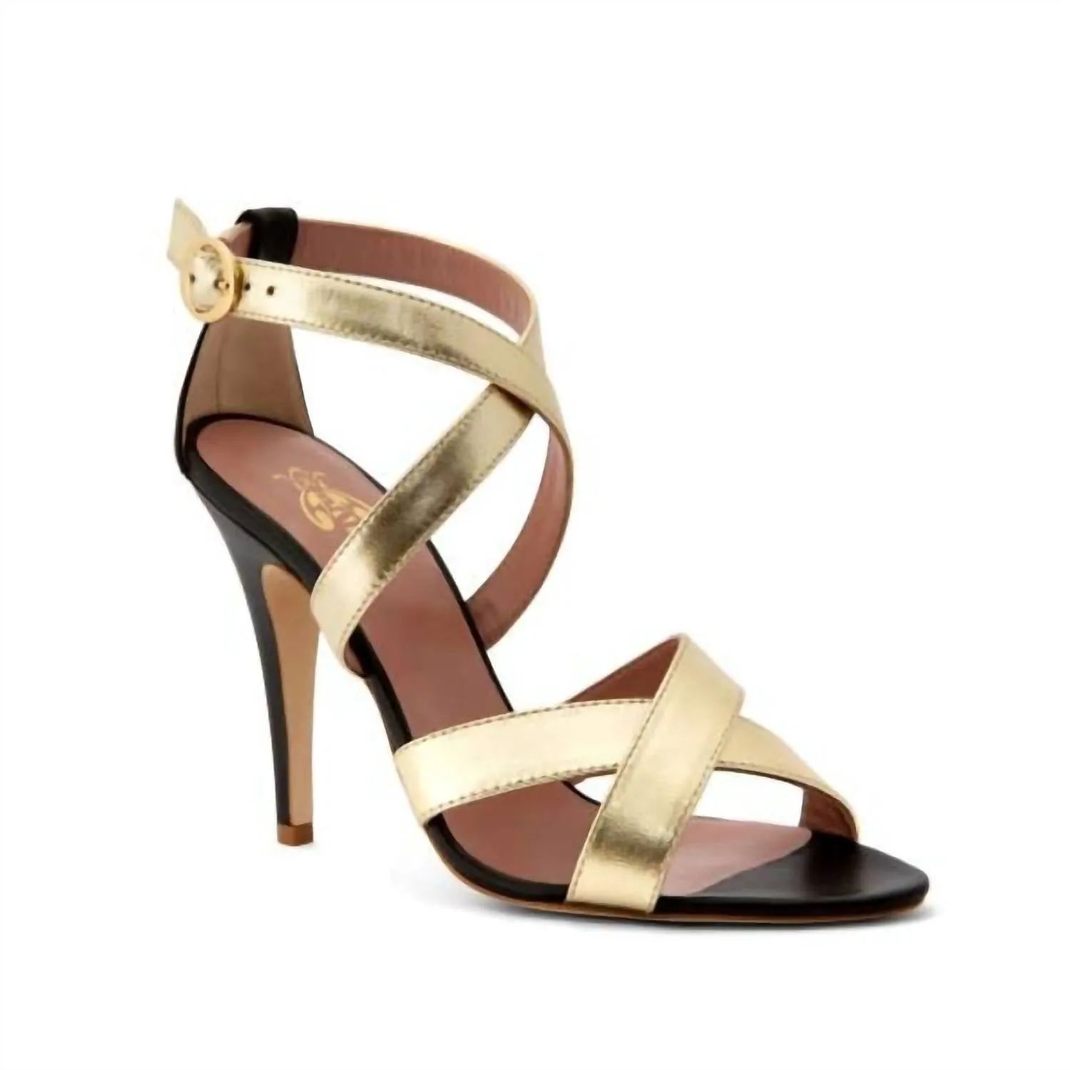 Women's Michelle Platinum Laminated Nappa Sandal In Gold