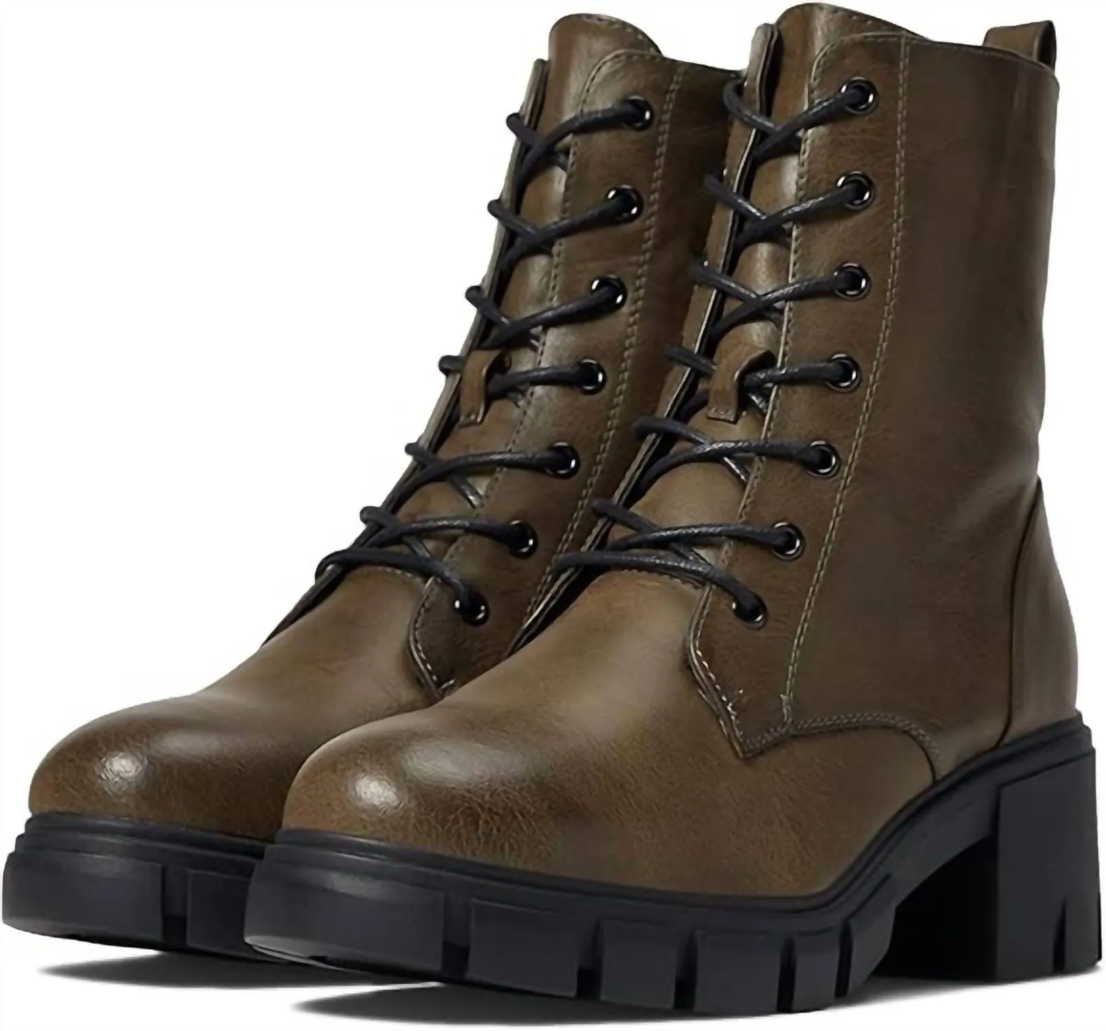 Women's Newz Smooth Combat Boot In Olive