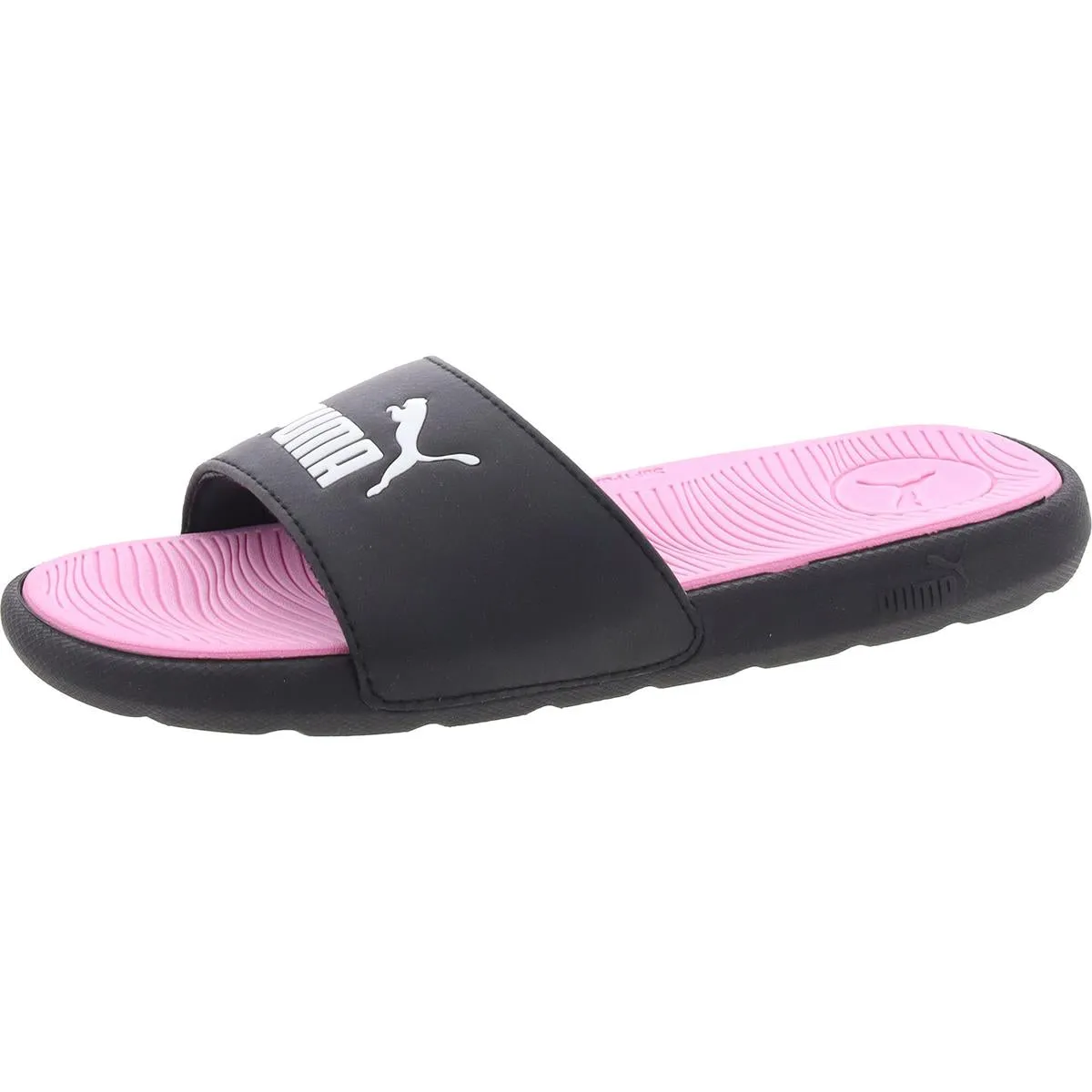 Womens Padded Insole Faux Leather Slide Sandals