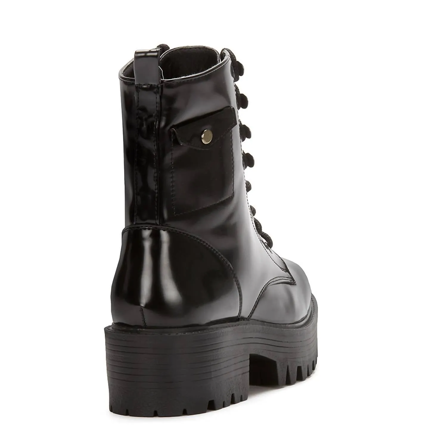 Women's Patent Combat Boots In Black