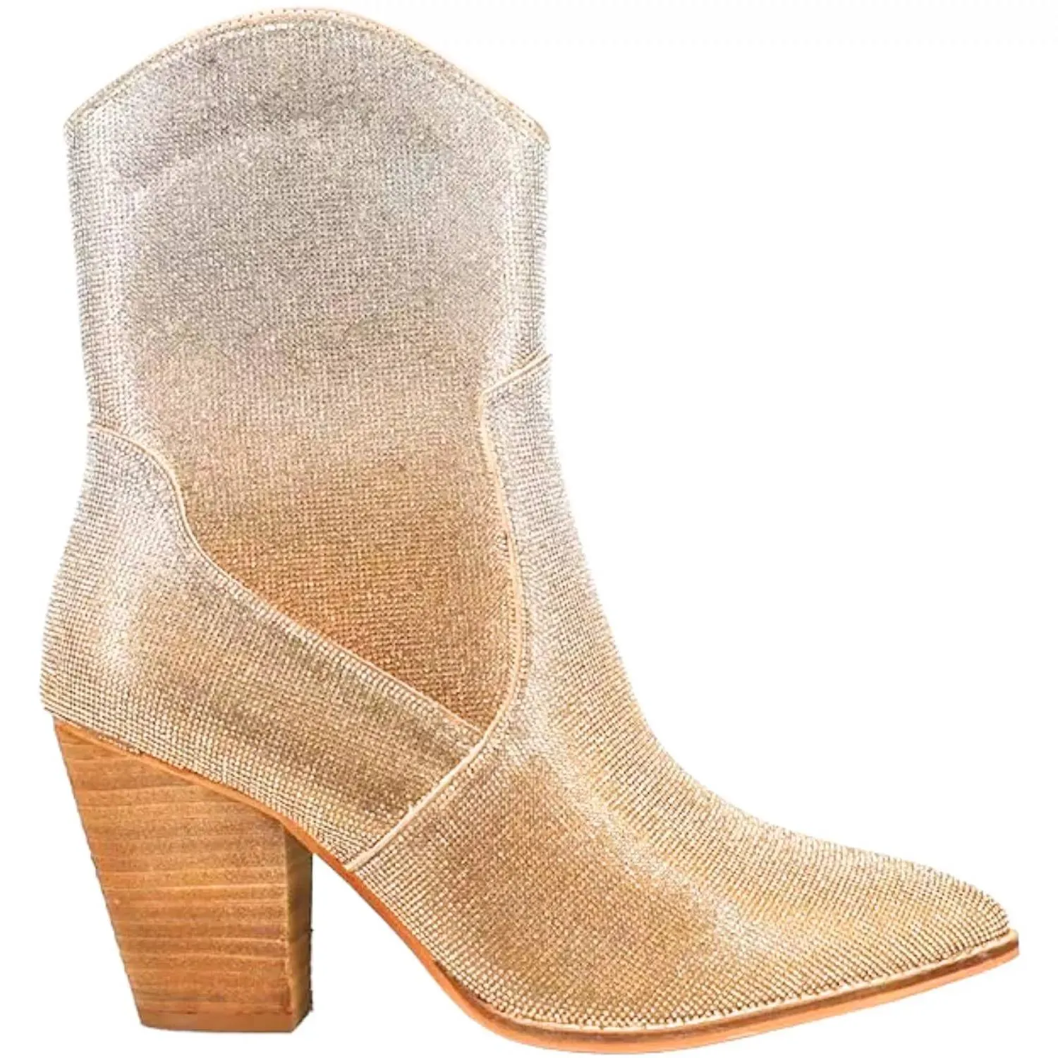Women's Selfie Rhinestone Western Boots In Gold/silver