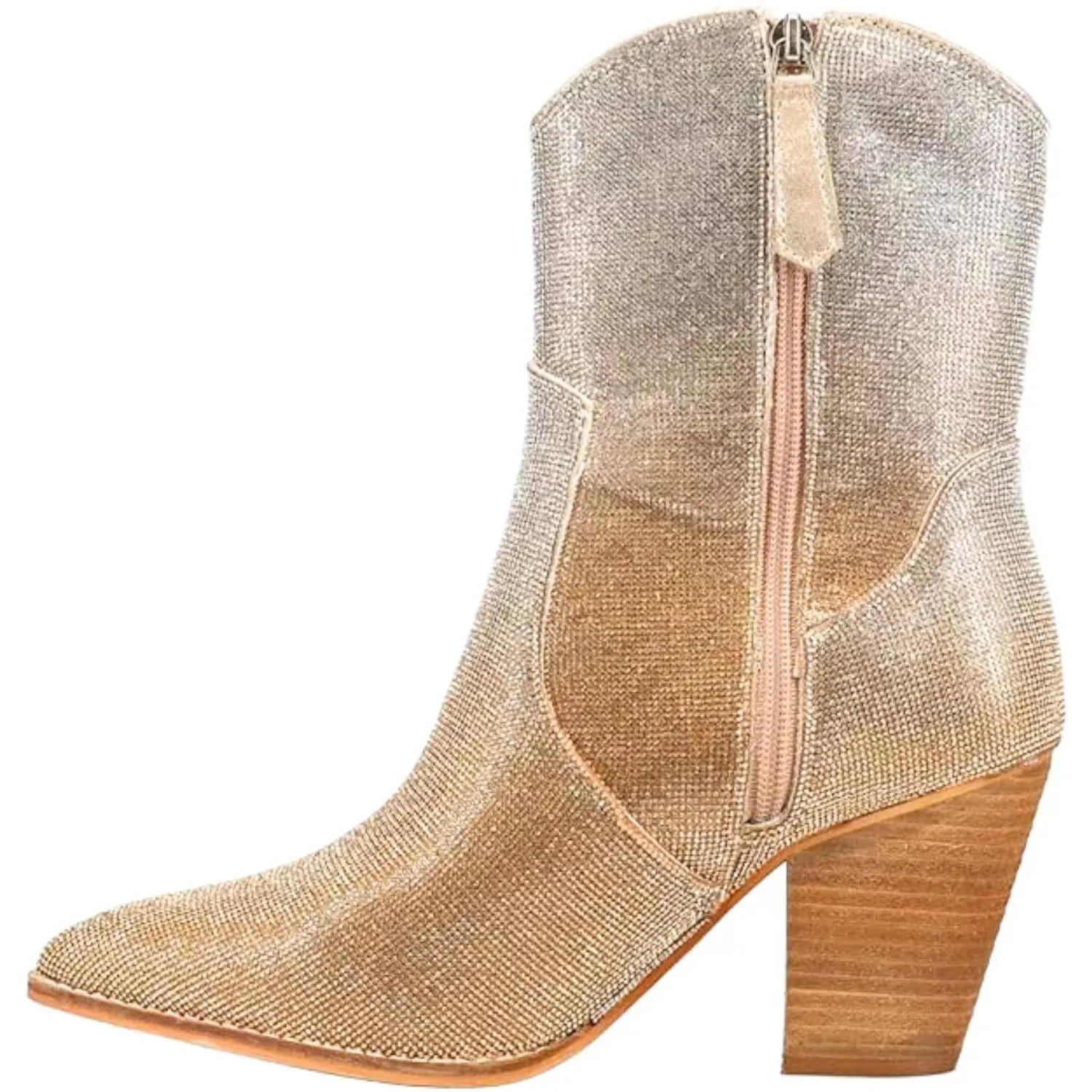 Women's Selfie Rhinestone Western Boots In Gold/silver